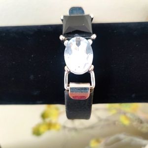 Black leather sparkly bracelet